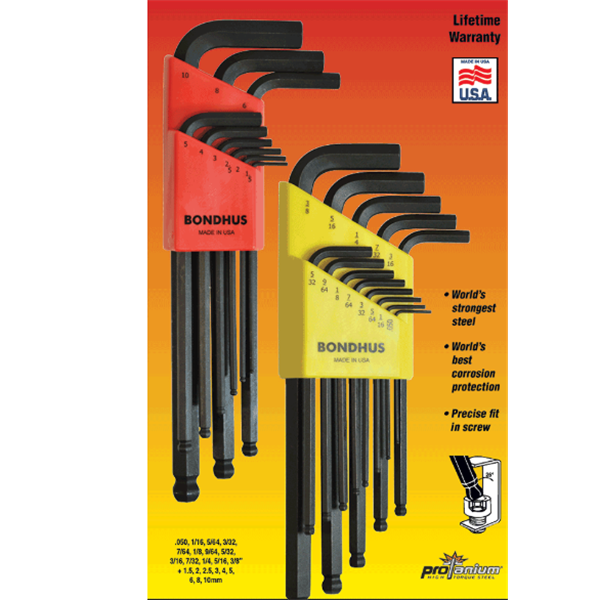 美國Bondhus波頭球端L型扳手BLX9MG