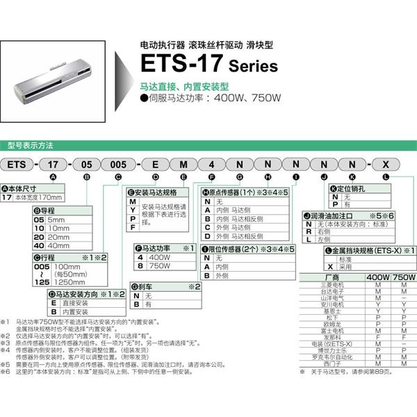 CKD喜開理電動執(zhí)行器（無馬達型）滑塊型ETS-17-10020-EM4NNNNN