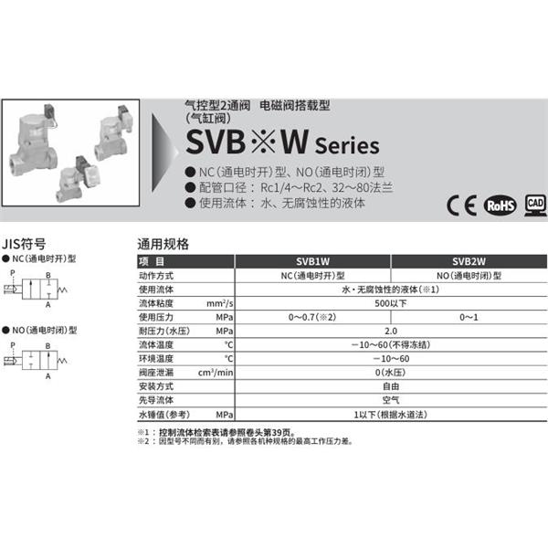 CKD喜開理氣控型2通閥（氣缸閥）SVB2W-20A-02CS-AC100V