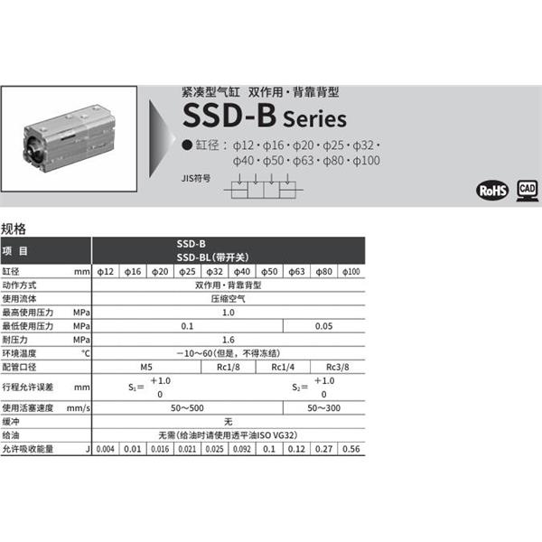 CKD喜開理超級緊湊型氣缸SSD-B-16-5-N-10-N-I