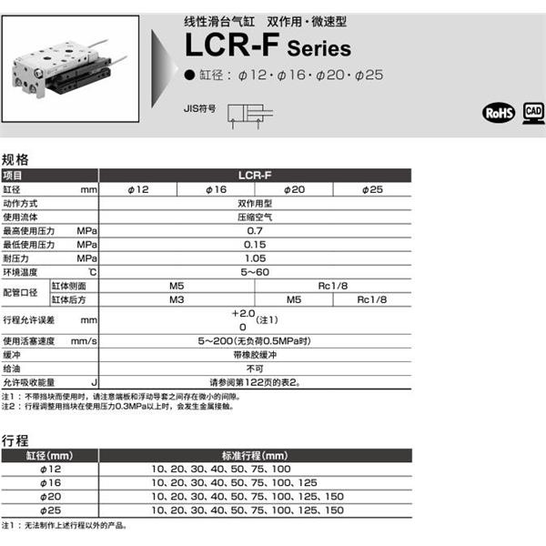 CKD喜開理線性滑臺(tái)氣缸LCR-F-20-125-S506DTN