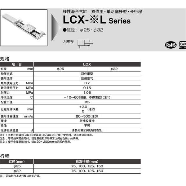 CKD喜開理線性滑臺氣缸LCX-32-L-75-T2H-R-A1T