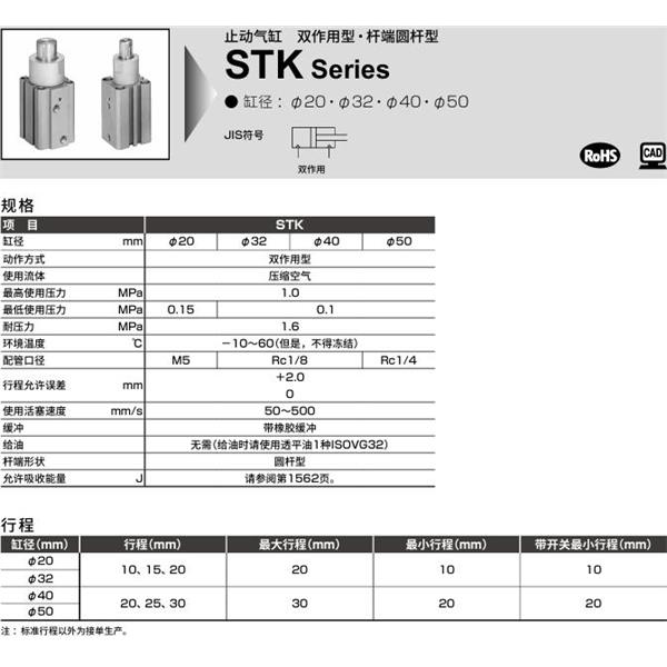 CKD喜開(kāi)理止動(dòng)氣缸STK-MY-32-10-T0H-R-N11