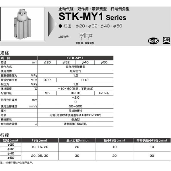 CKD喜開(kāi)理止動(dòng)氣缸STK-MY-32-10-T0H-R-N11