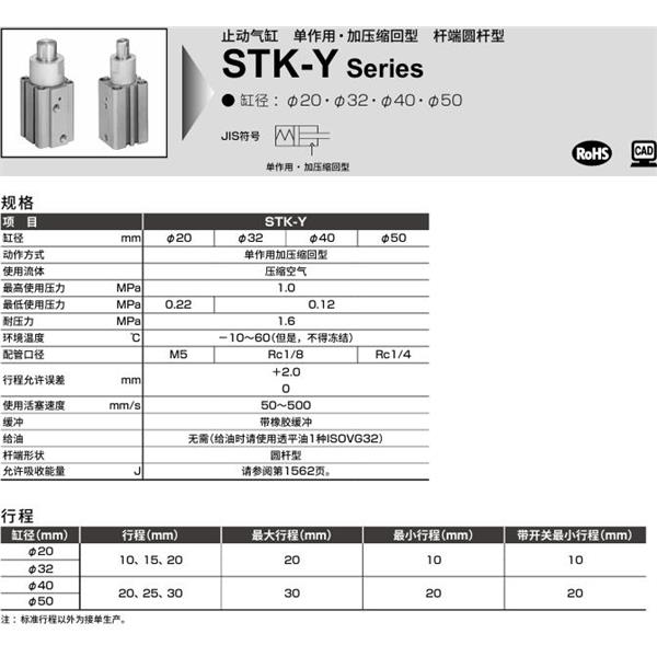 CKD喜開(kāi)理止動(dòng)氣缸STK-MY-32-10-T0H-R-N11