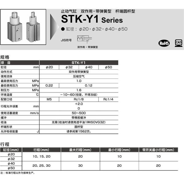 CKD喜開(kāi)理止動(dòng)氣缸STK-MY-32-10-T0H-R-N11