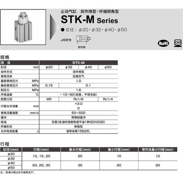 CKD喜開(kāi)理止動(dòng)氣缸STK-MY-32-10-T0H-R-N11