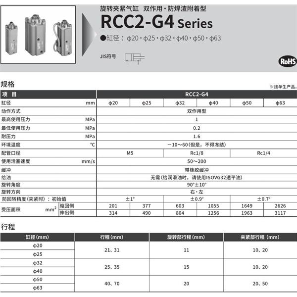 CKD喜開理旋轉(zhuǎn)夾緊氣缸RCC2-G4-FB-50-40-R-T0H-R