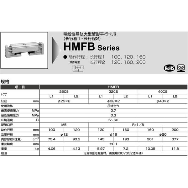 CKD喜開理帶LM導軌大型寬幅平行卡爪HMFB-40CS-L1