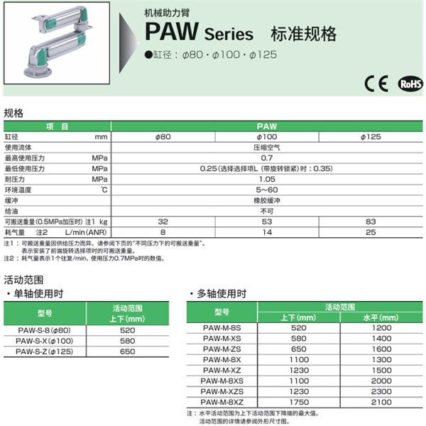 CKD喜開理機械助力臂PAW-BS1-DC-L