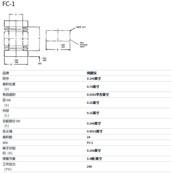 美國MW Components電鍍型伺服波紋管FC-4
